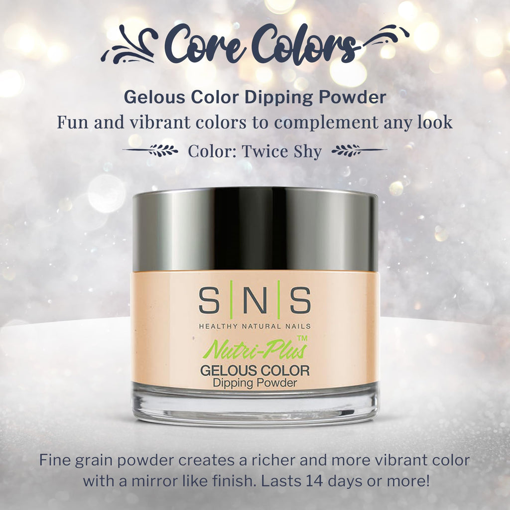 SNS Nail Dip Powder Twice Shy - Natural Nude Shimmer | 14-Day Color, Low Odor, No UV Lamp