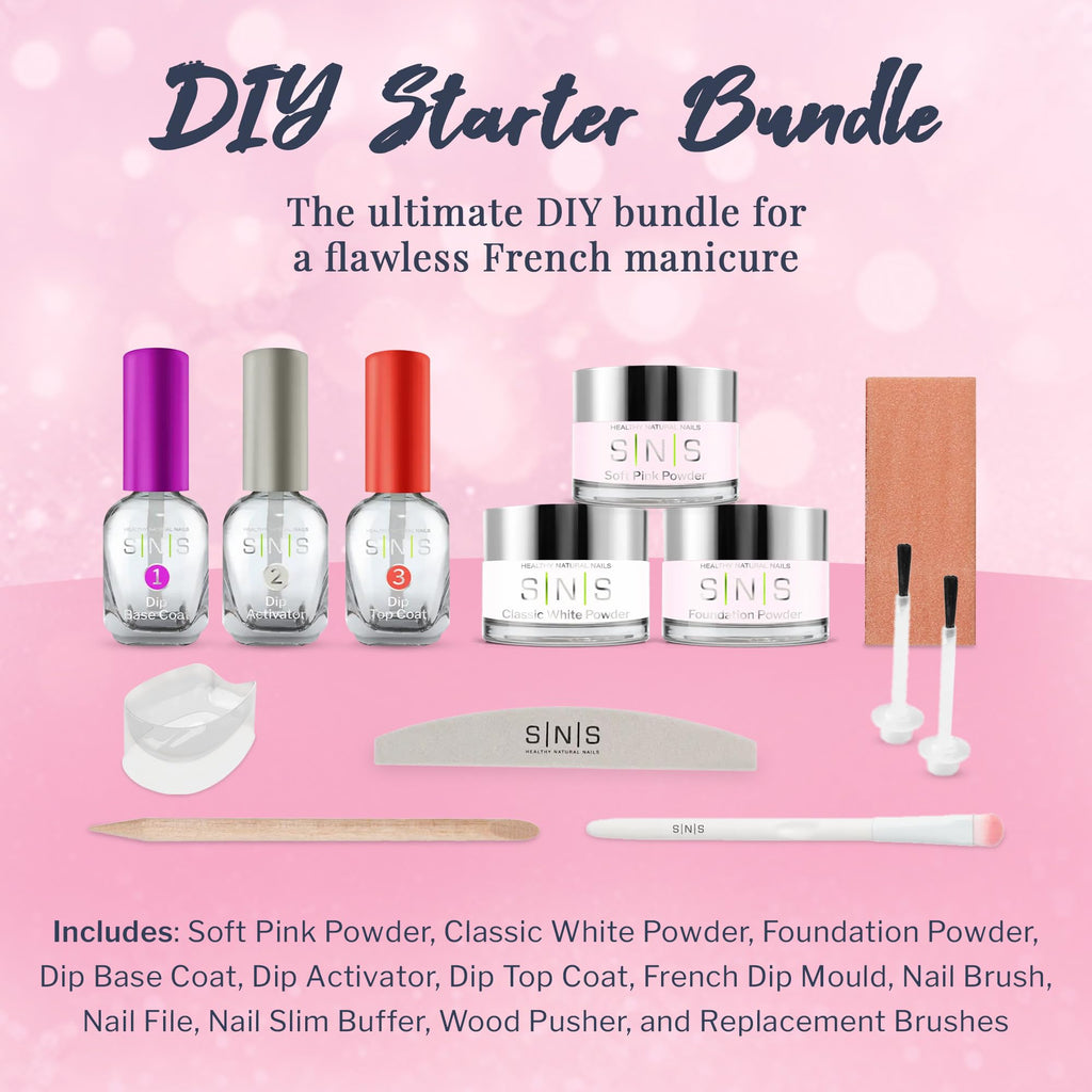 SNS Nails Dip Powder Starter Bundle: Pink & White French Manicure Kit