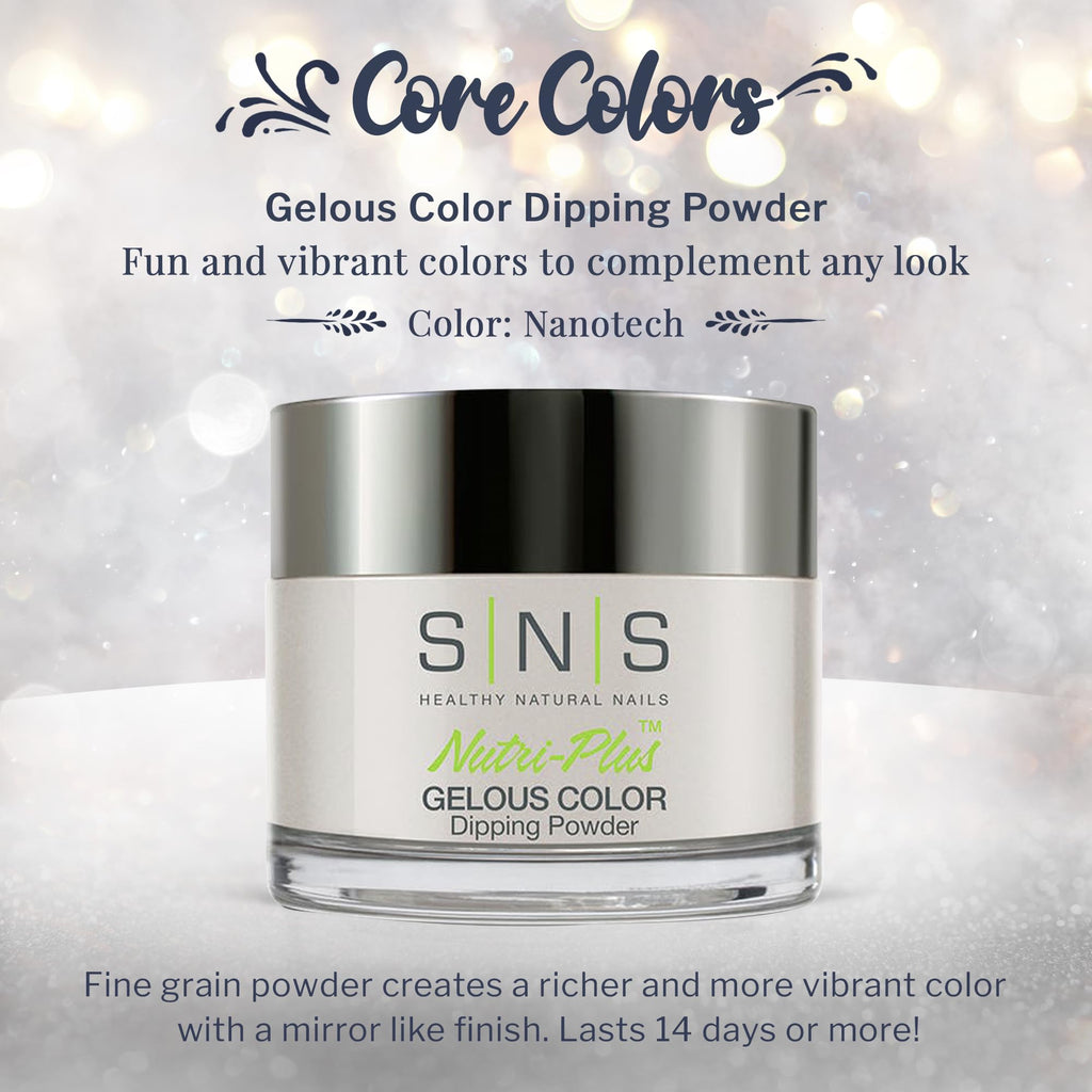 SNS Nanotech Dip Powder – Gray/Pastel Cream Gelous Color, 1.5oz | 14-Day Wear, Low Odor, No UV Lamp