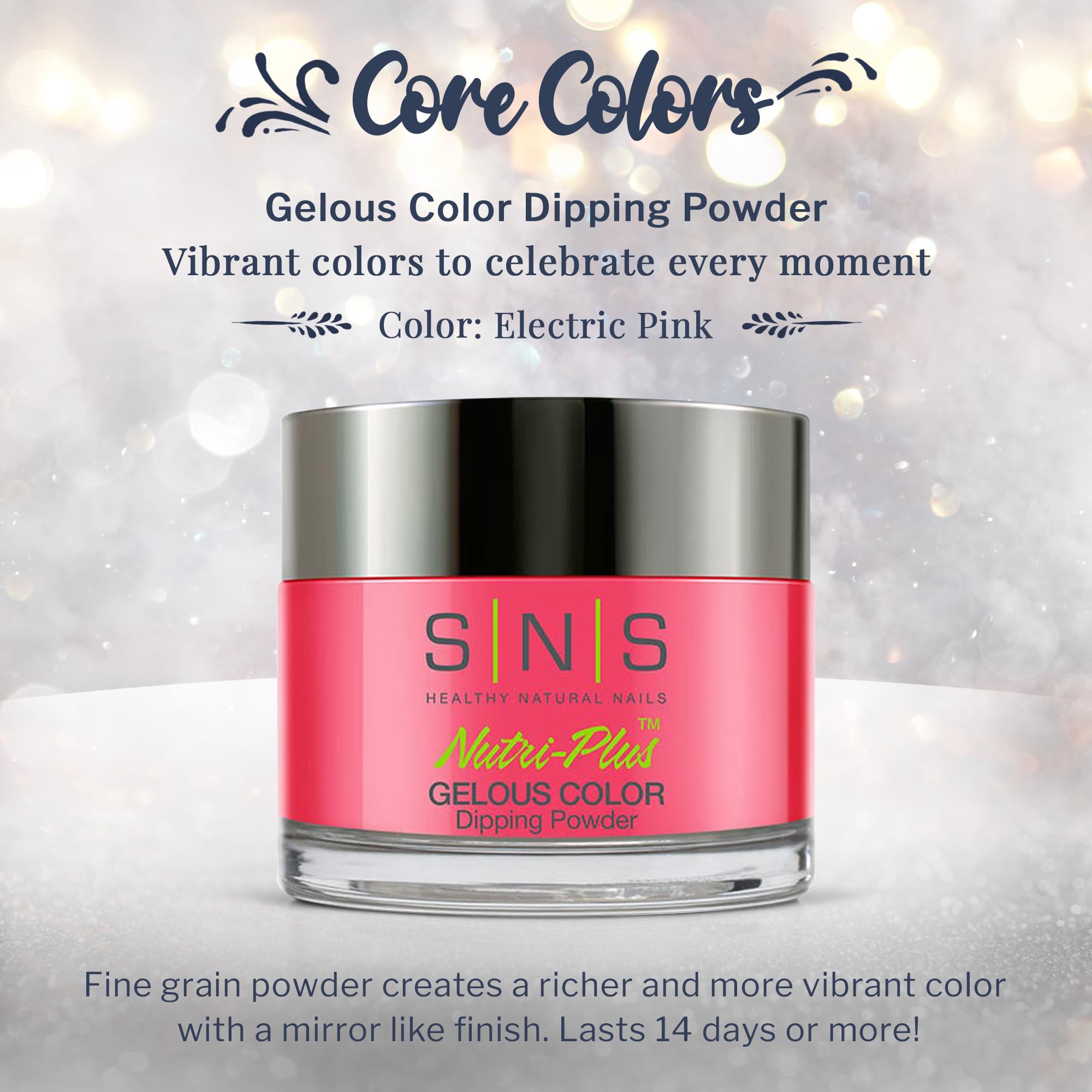 SNS Nail Dip Powder Electric Pink – Gelous Color, 1oz | Long-Lasting Dip Color, Low Odor, No UV Lamp