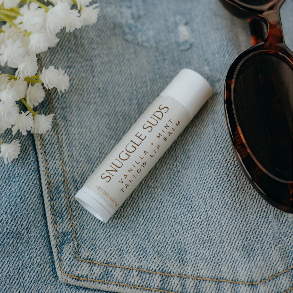 Snuggle Suds Grass-Fed Tallow Lip Balm 3-Pack – Vanilla Mint, Jojoba & Squalane