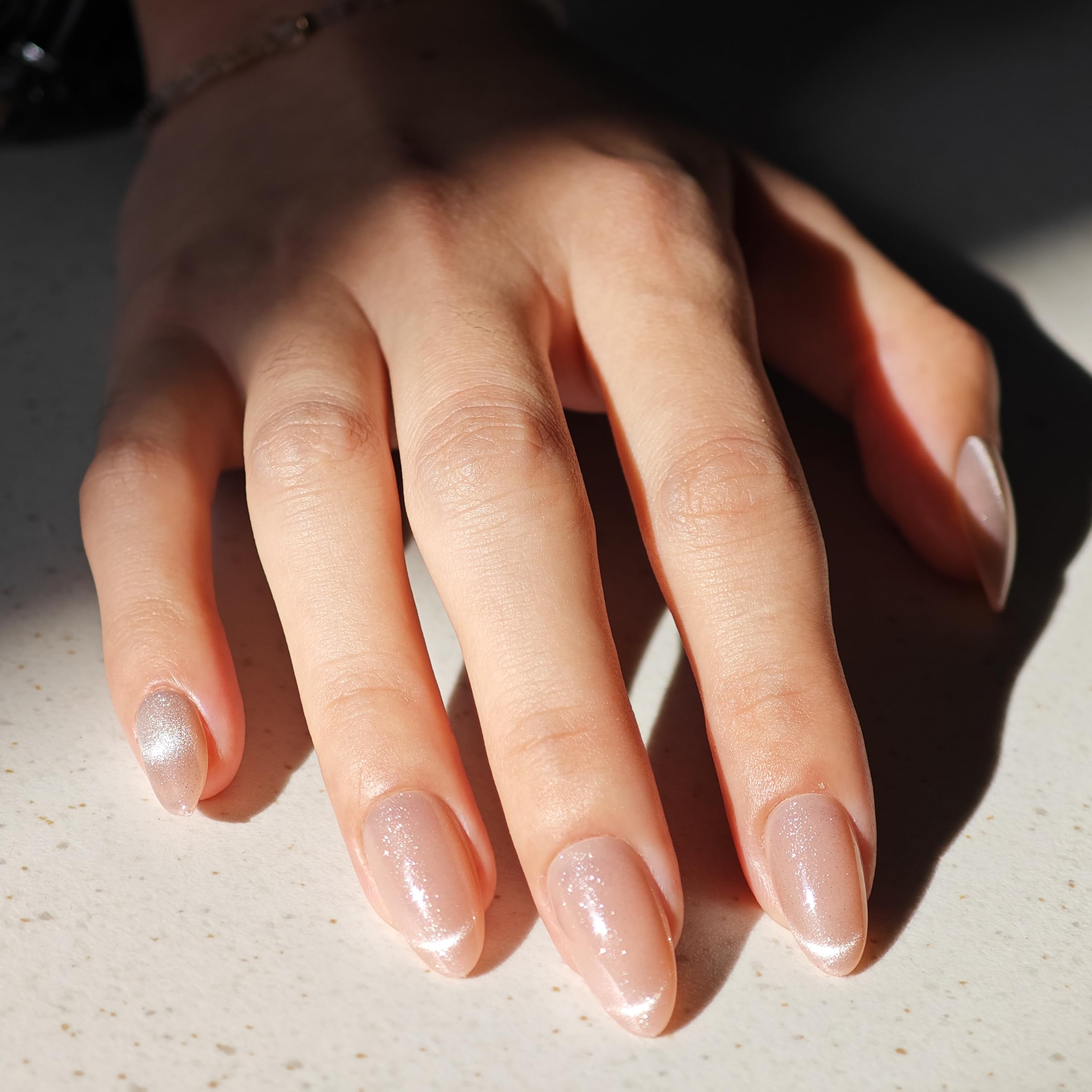 SnypeeLab Cat Eye Press-On Nails – Almond, French Tip, 32-Piece Kit