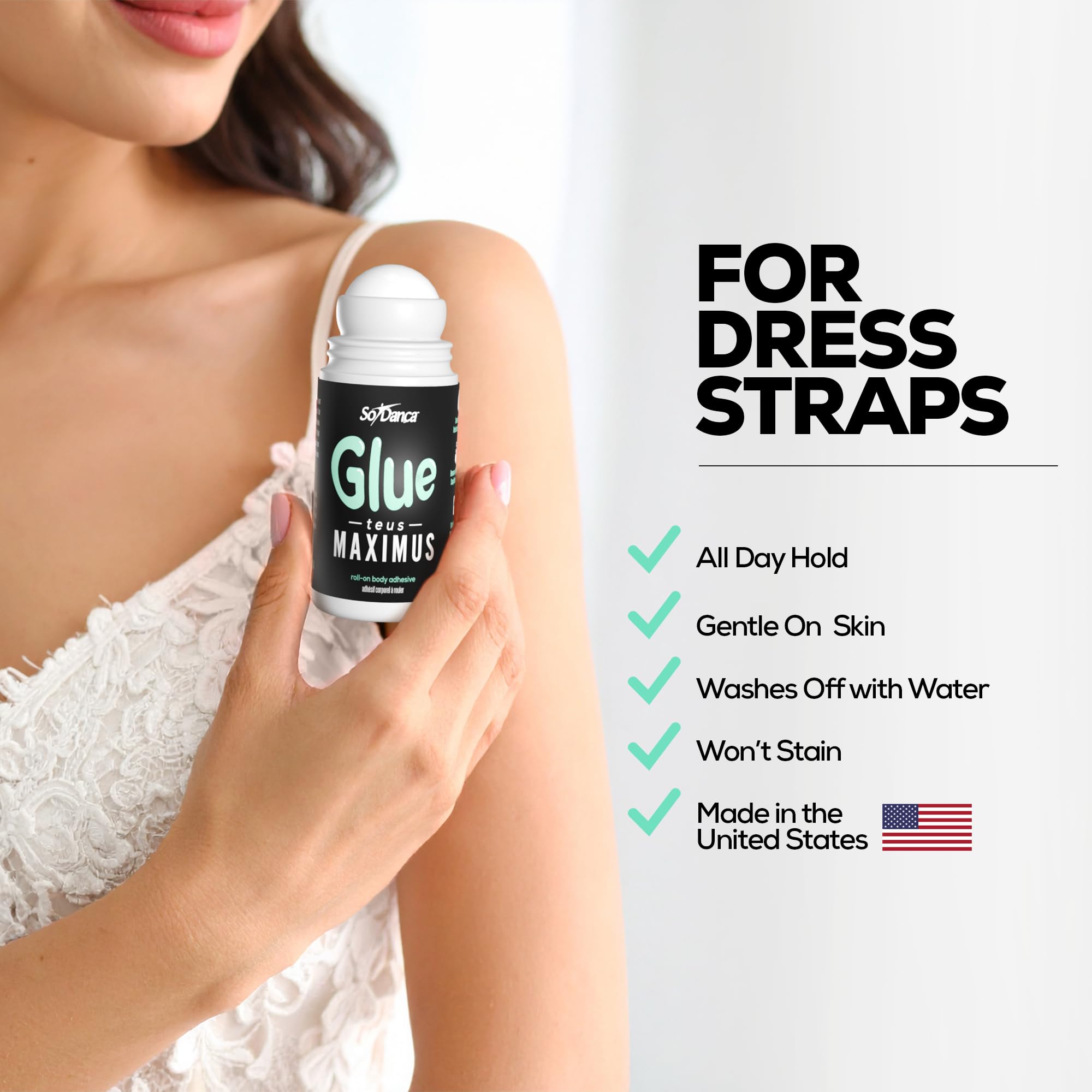 So Danca Glue-teus Maximus Roll-On Body Adhesive – Hypoallergenic & Sweat-Resistant for Dancers & Costumes