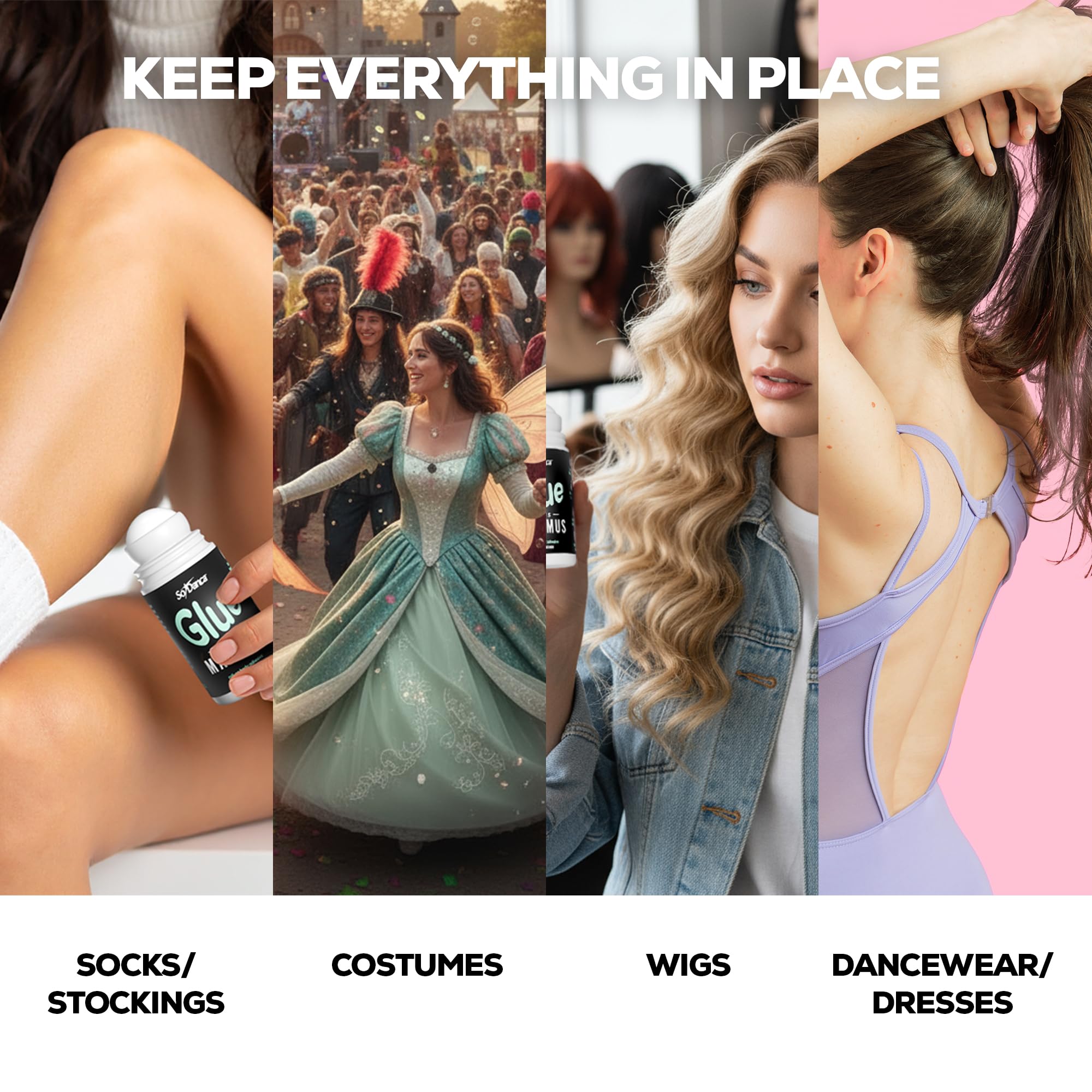 So Danca Glue-teus Maximus Roll-On Body Adhesive – Hypoallergenic & Sweat-Resistant for Dancers & Costumes