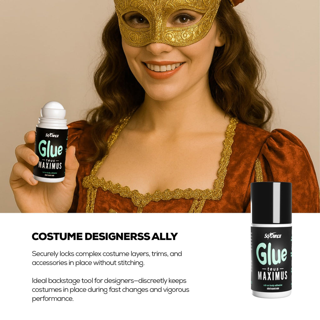 So Danca Glue-teus Maximus Roll-On Body Adhesive – Hypoallergenic & Sweat-Resistant for Dancers & Costumes