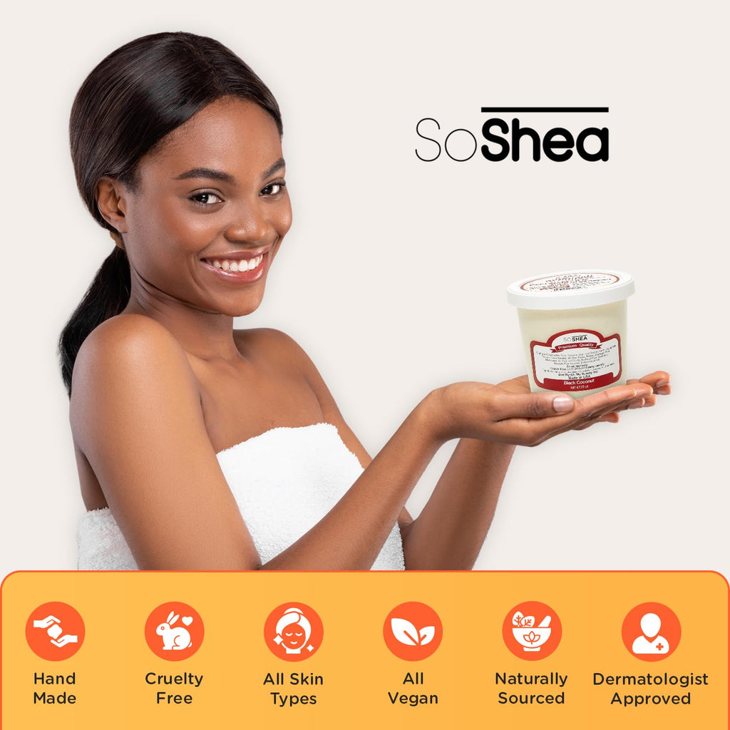 SoShea Whipped Shea Butter Unscented Ivory Original – 11.5oz, Cold-Pressed, Vegan, Paraben-Free
