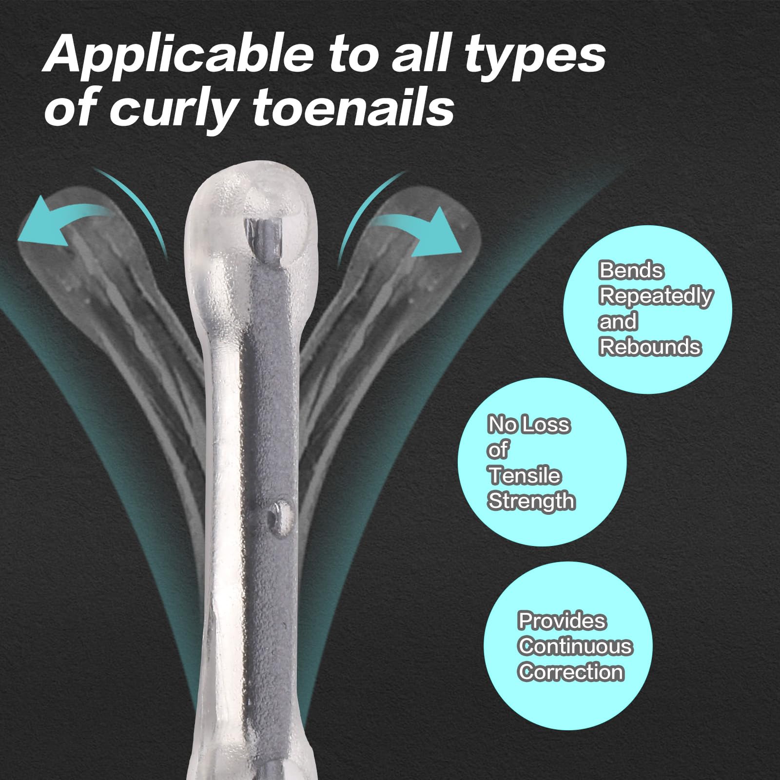 SOAOP Titanium Ingrown Toenail Tool Kit – 10-Piece Curved Nail Corrector (0.59–0.79 in)