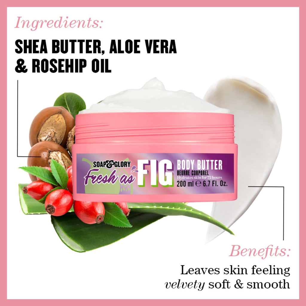 Soap & Glory Limited Edition Fresh as Fig Body Butter – Vegan Moisturizer for Dry Skin (200 ml)