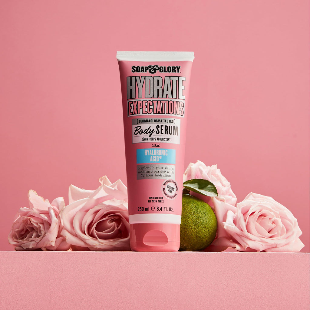 Soap & Glory Hydrate Expectations Body Serum – Hyaluronic Acid, Lightweight & Fast-Absorbing (8.4 oz)