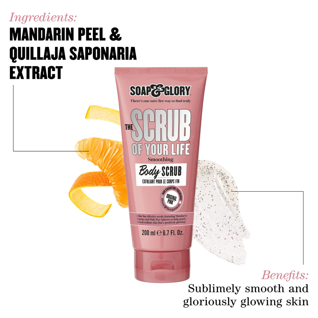 Soap & Glory Original Pink The Scrub Of Your Life Exfoliating Body Scrub – Vegan, Rose & Bergamot, 200ml x2