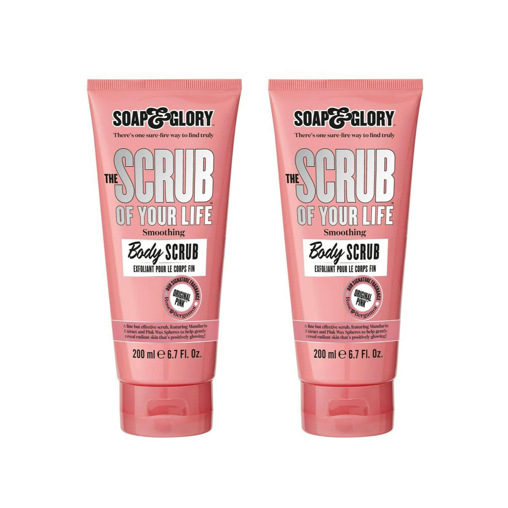 Soap & Glory Original Pink The Scrub Of Your Life Exfoliating Body Scrub – Vegan, Rose & Bergamot, 200ml x2