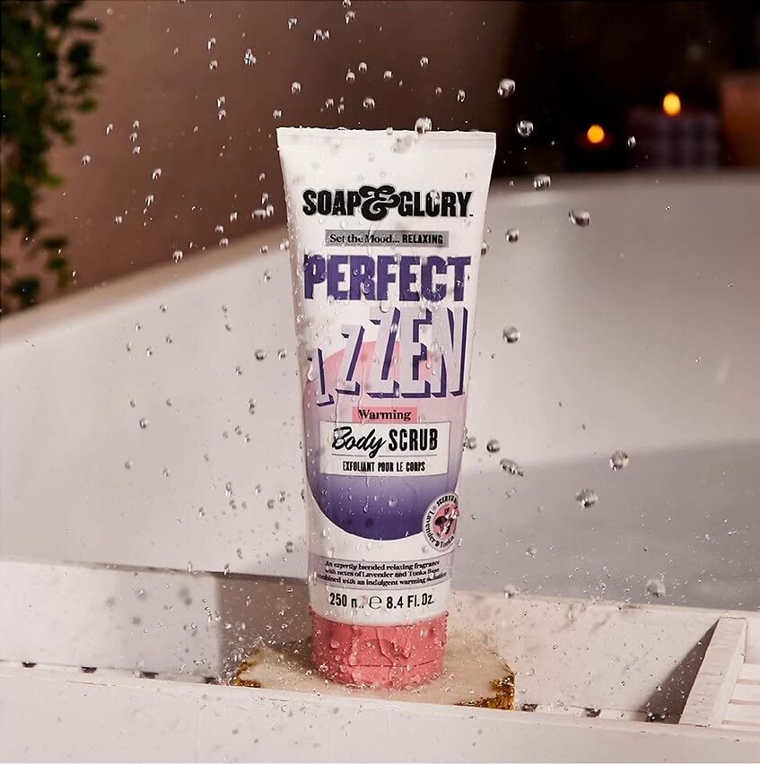 Soap & Glory Perfect Zen Exfoliating Body Scrub – Lavender & Tonka Bean, Warming Buff (250ml)