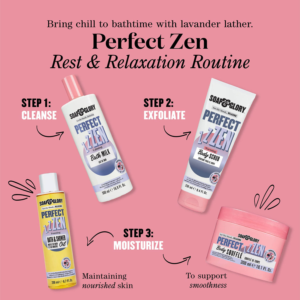 Soap & Glory Perfect Zen Exfoliating Body Scrub – Lavender & Tonka Bean, Warming Buff (250ml)