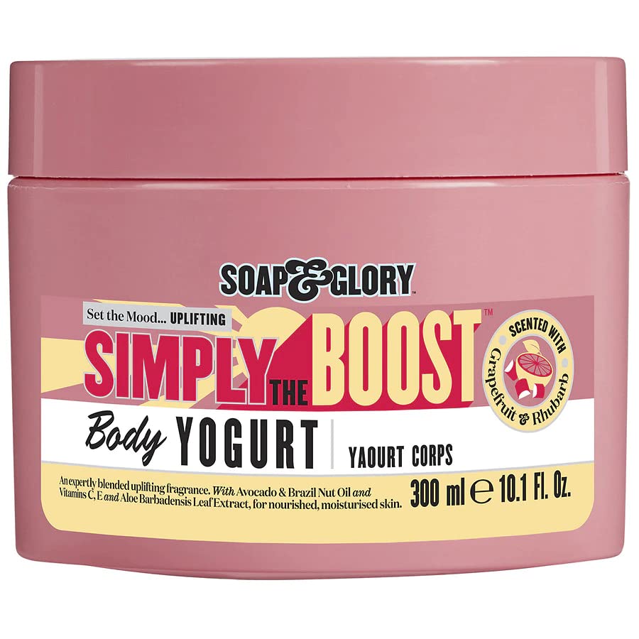 Soap & Glory Simply The Boost Body Yogurt – Lightweight Nourishing Moisturizer (Grapefruit, Bergamot & Rhubarb) 300ml