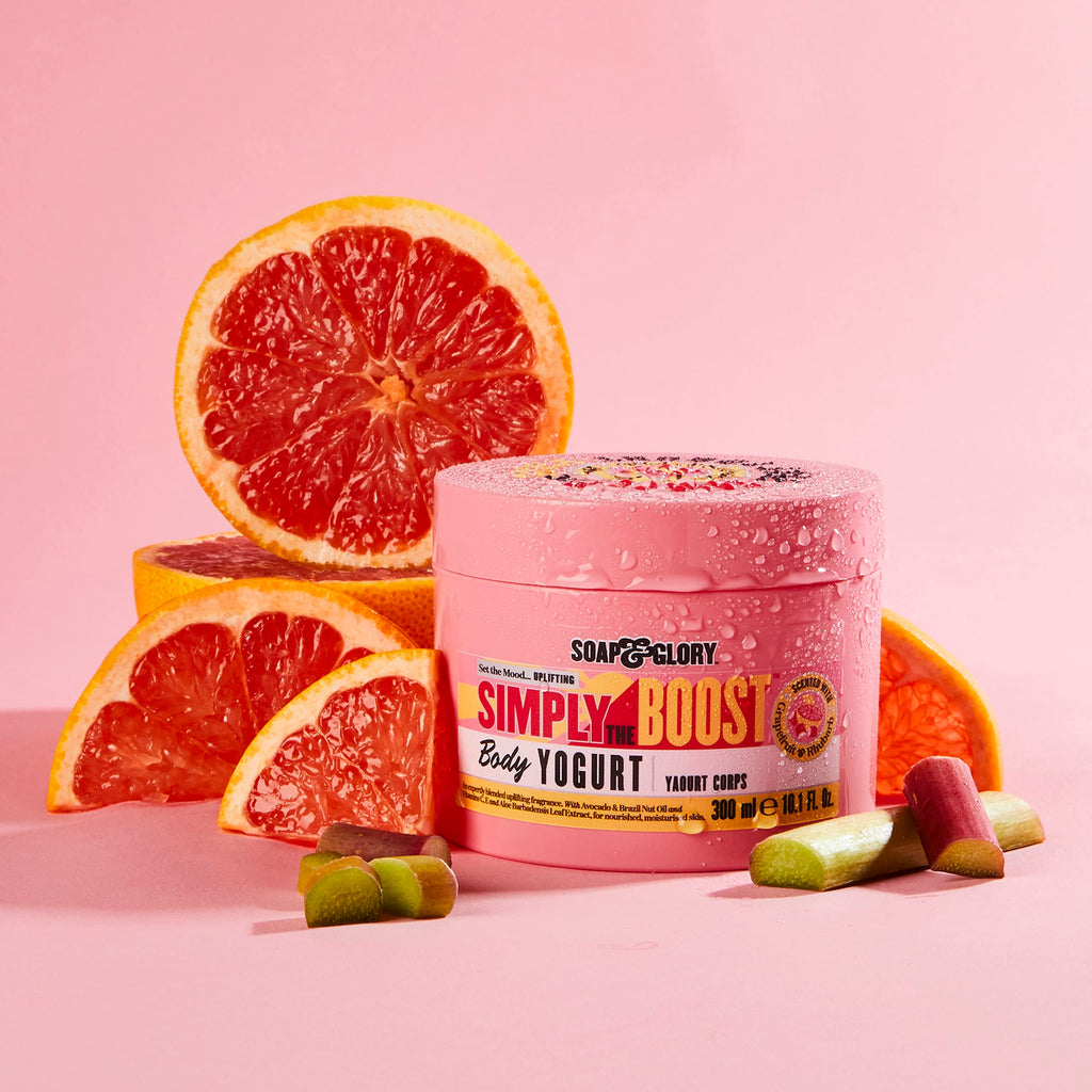 Soap & Glory Simply The Boost Body Yogurt – Lightweight Nourishing Moisturizer (Grapefruit, Bergamot & Rhubarb) 300ml