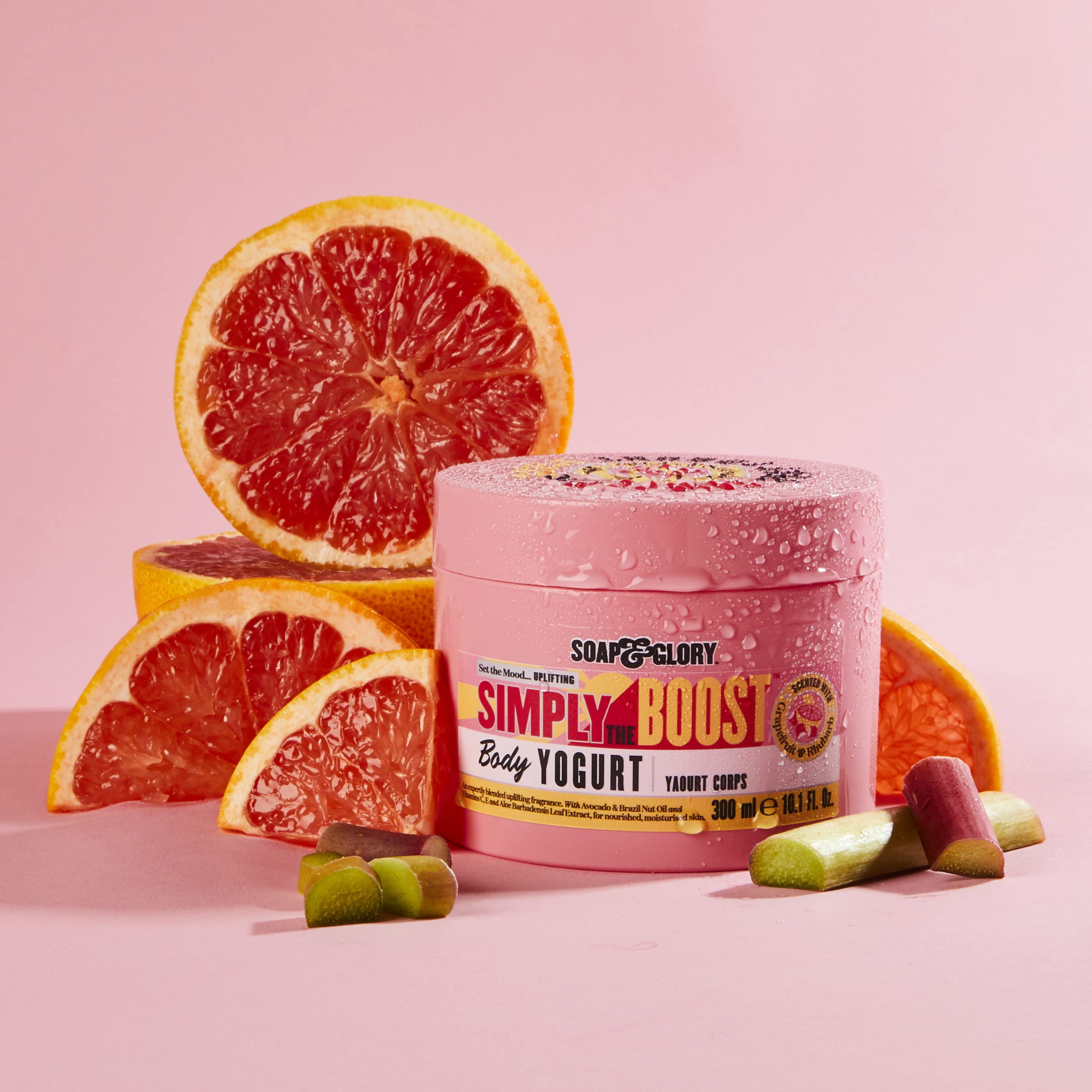 Soap & Glory Simply The Boost Body Yogurt – Lightweight Nourishing Moisturizer (Grapefruit, Bergamot & Rhubarb) 300ml