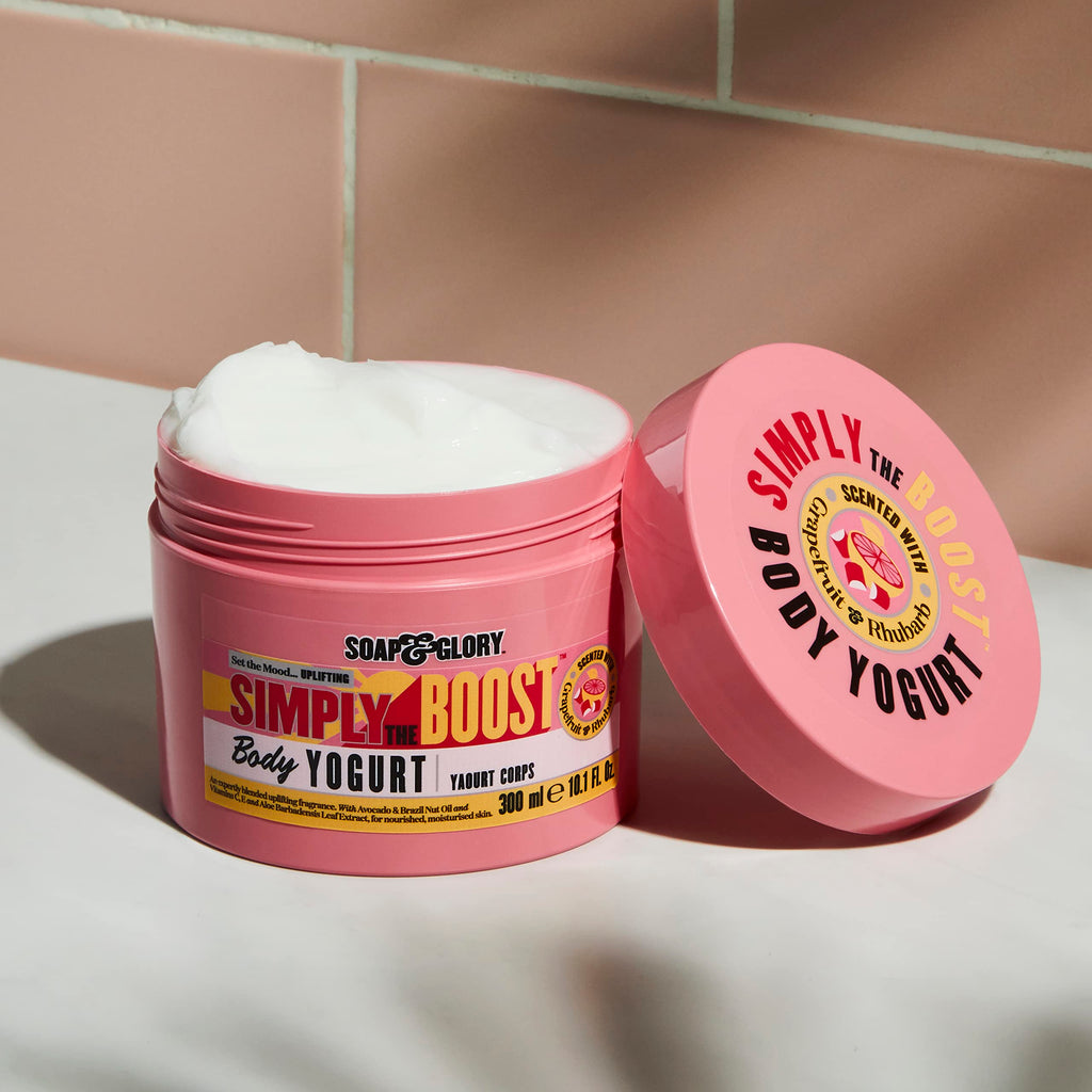 Soap & Glory Simply The Boost Body Yogurt – Lightweight Nourishing Moisturizer (Grapefruit, Bergamot & Rhubarb) 300ml