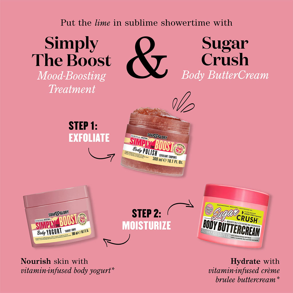 Soap & Glory Simply The Boost Body Yogurt – Lightweight Nourishing Moisturizer (Grapefruit, Bergamot & Rhubarb) 300ml