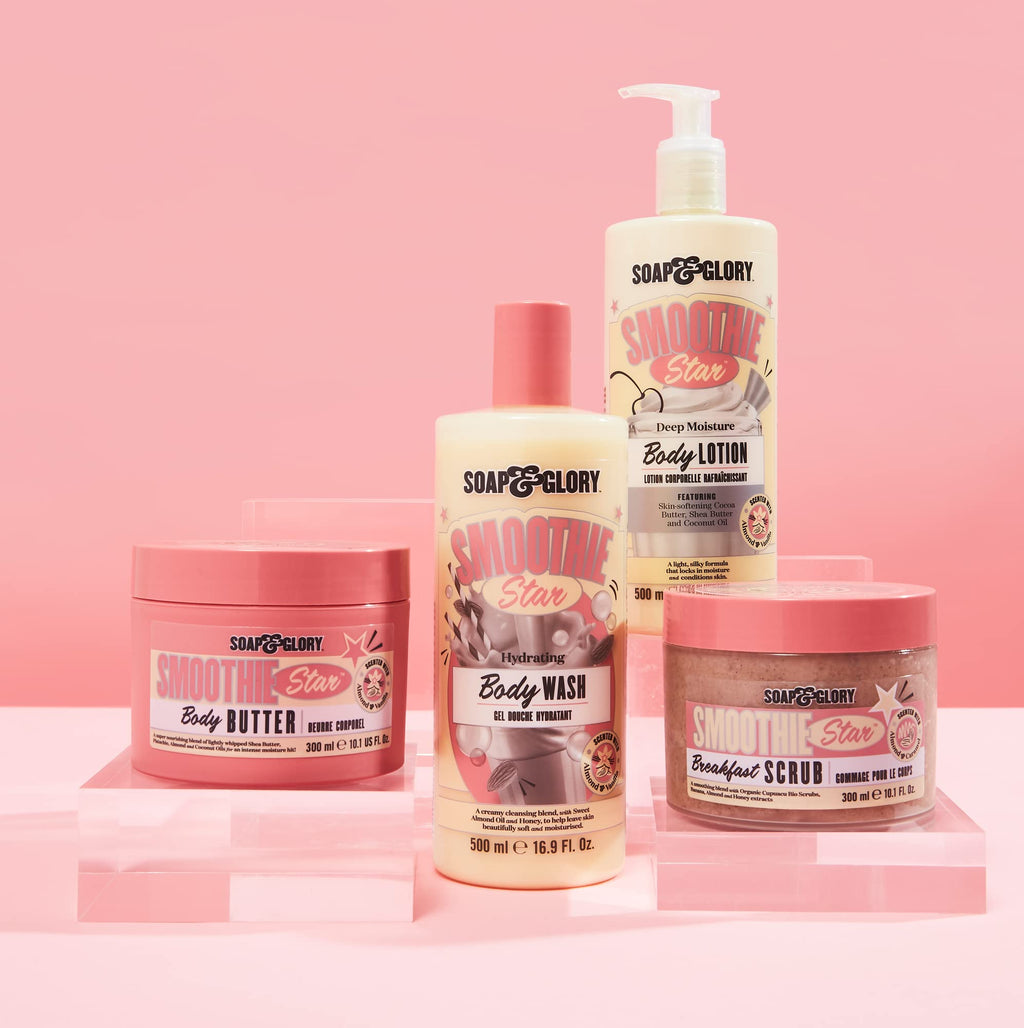 Soap & Glory Smoothie Star Moisturizing Body Lotion – Non-Greasy Vegan (500ml) Pack of 2