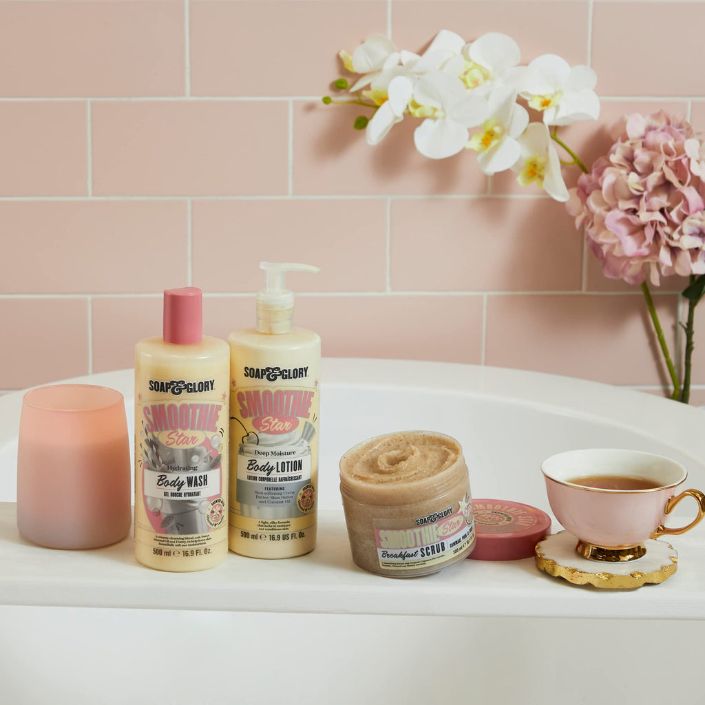 Soap & Glory Smoothie Star Moisturizing Body Lotion – Non-Greasy Vegan (500ml) Pack of 2