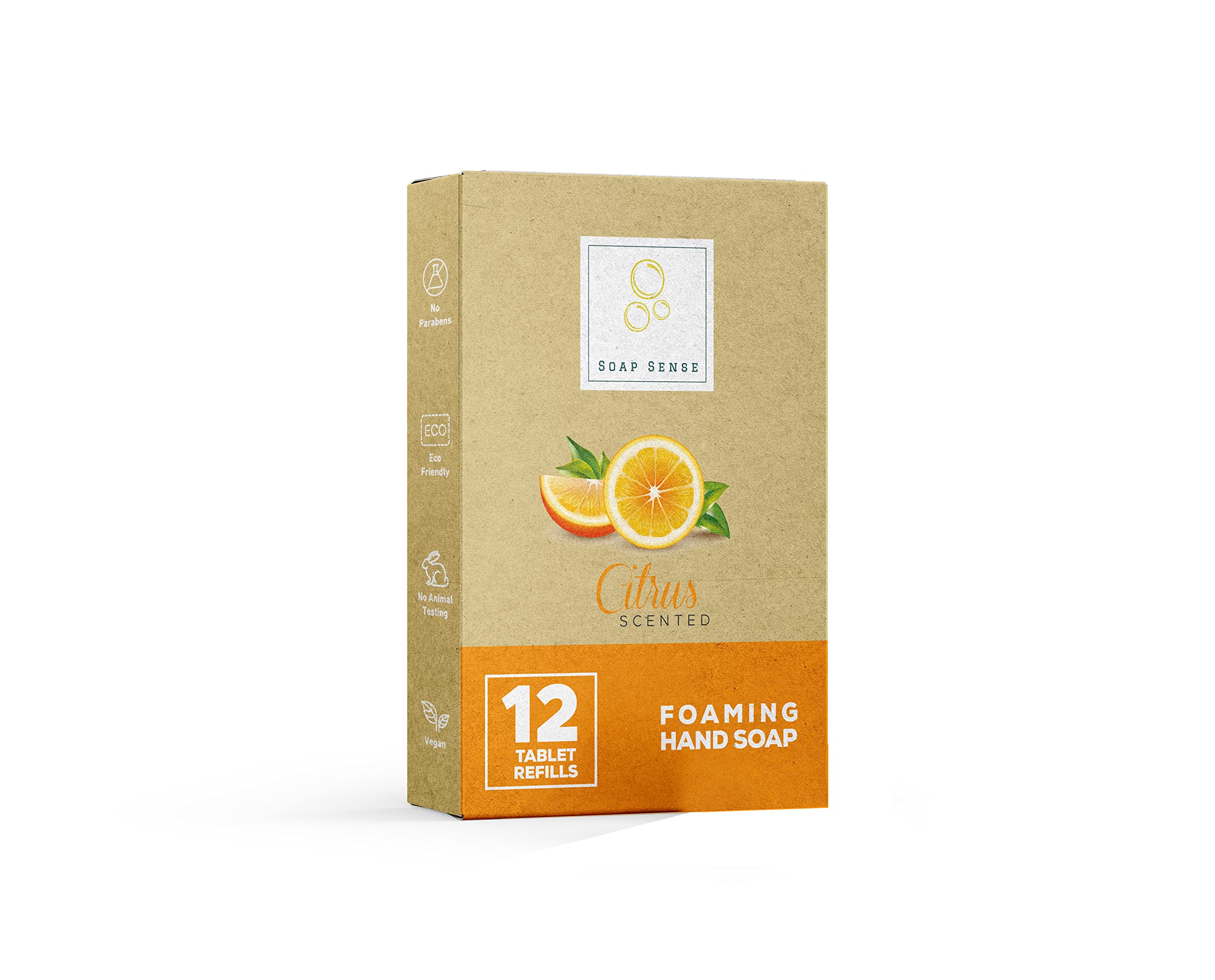 Soap Sense Foaming Hand Soap Tablets – Citrus Scent, 12-Count Pack (Makes 96 fl oz)