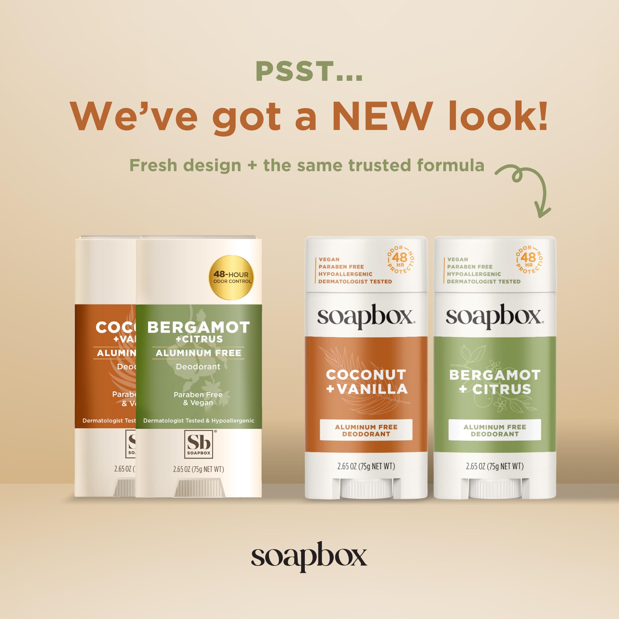 Soapbox Aluminum Free Deodorant 2-Pack – Bergamot & Citrus + Coconut & Vanilla | Natural, Aluminum-Free