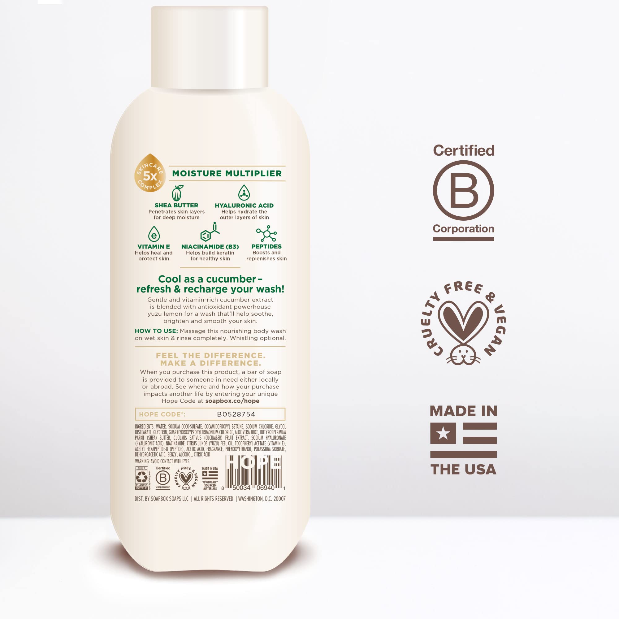 Soapbox Cucumber + Yuzu Lemon Body Wash – 3-Pack, 20oz Each, Vegan
