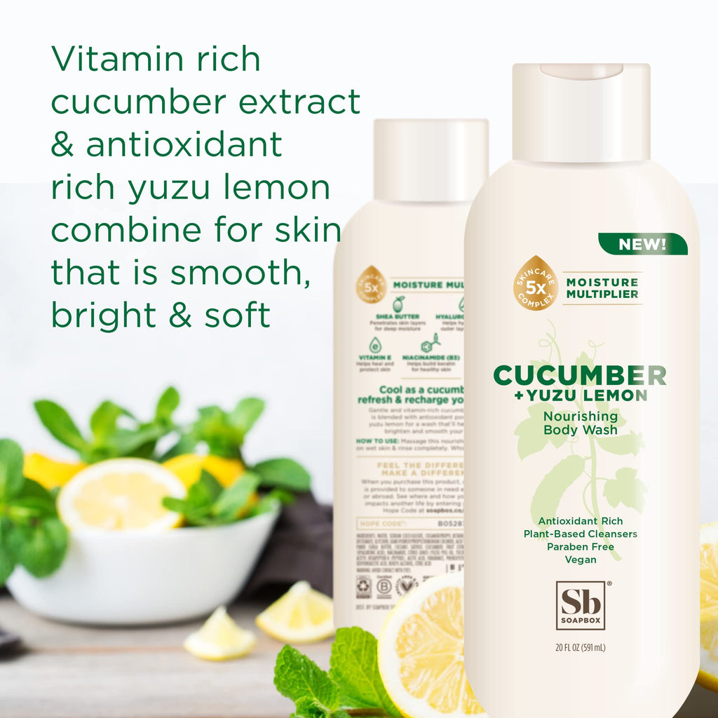 Soapbox Cucumber + Yuzu Lemon Body Wash – 3-Pack, 20oz Each, Vegan