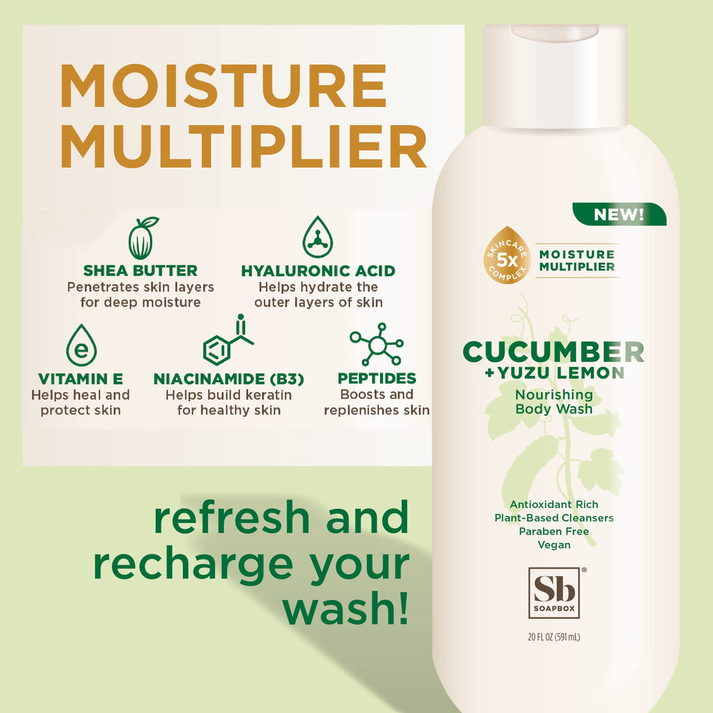 Soapbox Cucumber + Yuzu Lemon Body Wash – 3-Pack, 20oz Each, Vegan