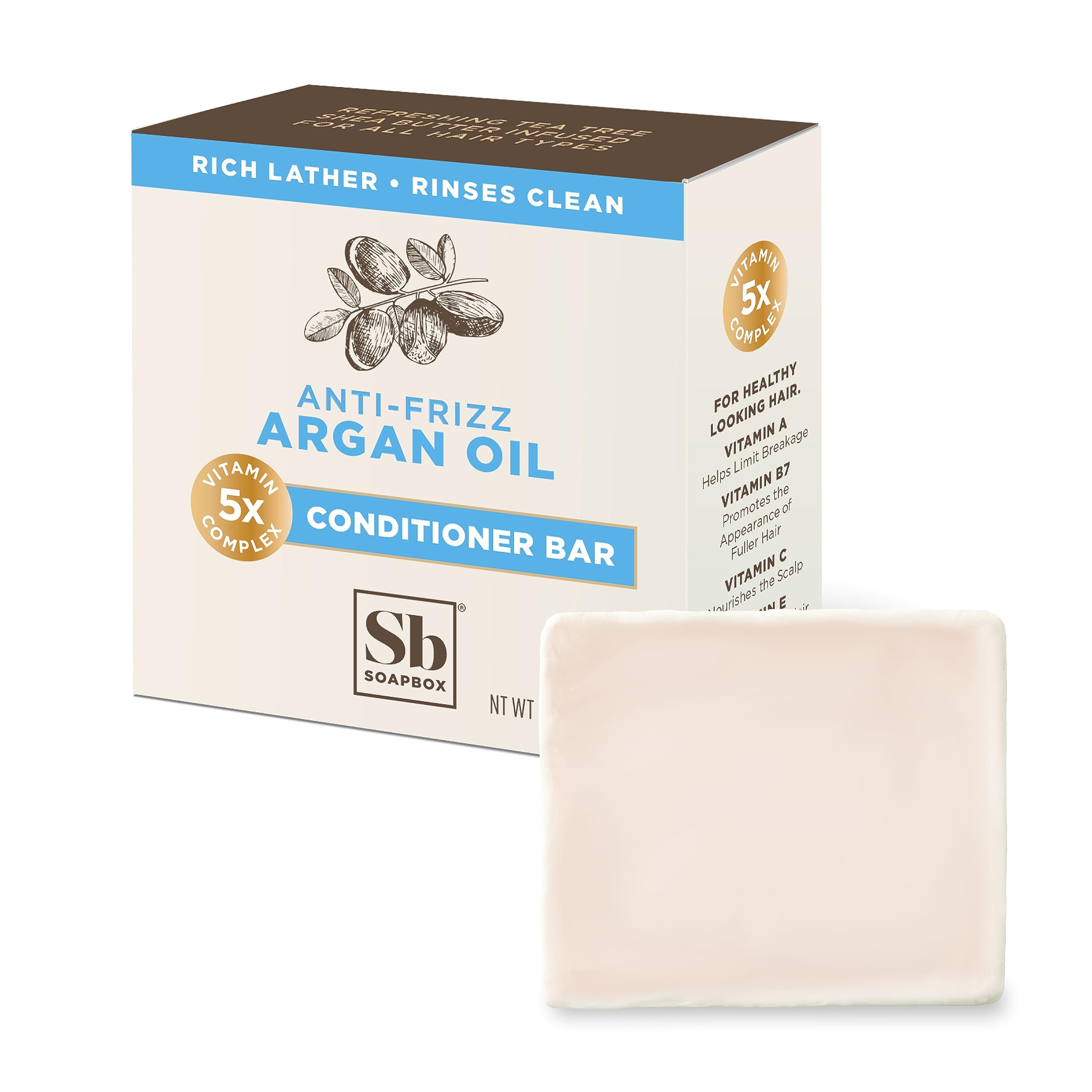 Soapbox Hair Conditioner Bar with Argan Oil — 2oz, Vegan, Sulfate & Paraben Free