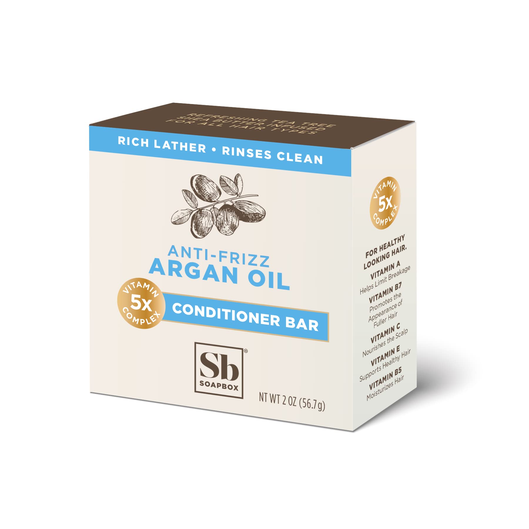 Soapbox Hair Conditioner Bar with Argan Oil — 2oz, Vegan, Sulfate & Paraben Free