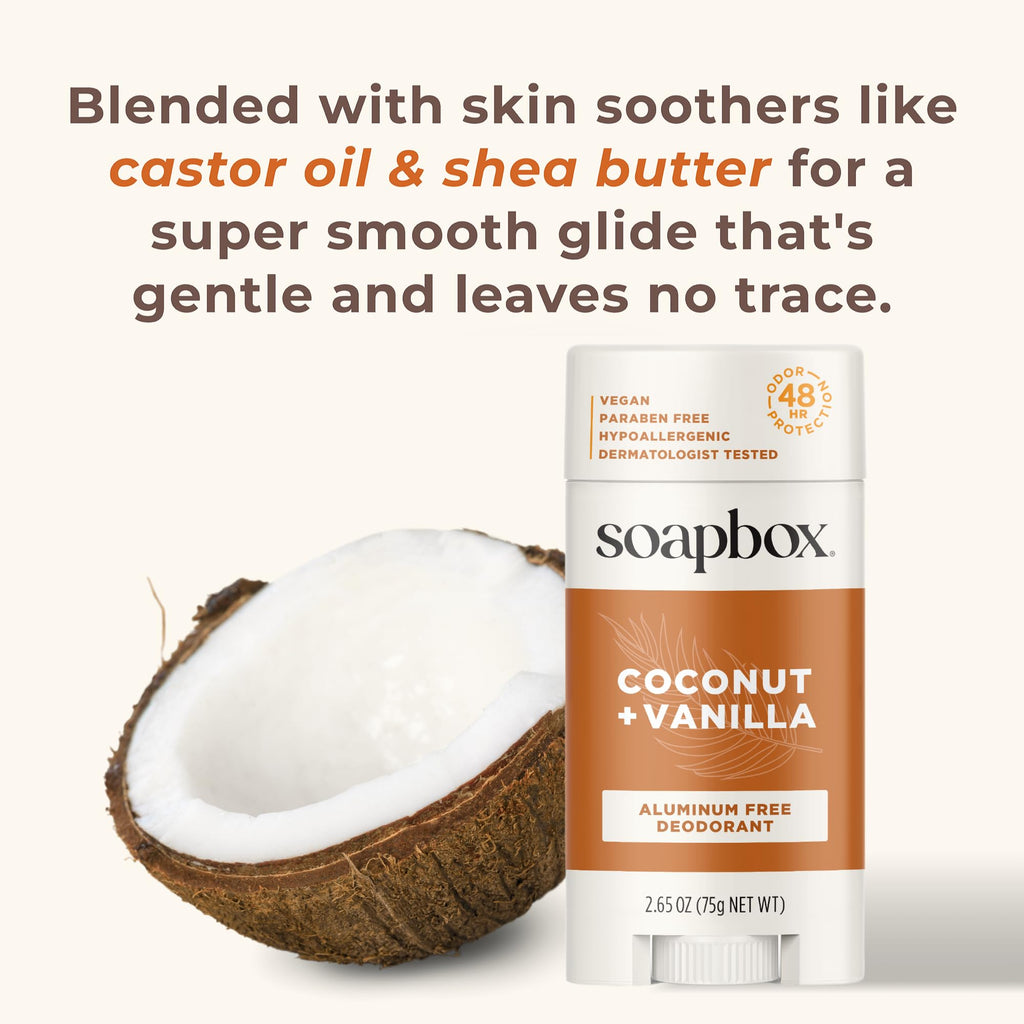 Soapbox Aluminum Free Deodorant 2-Pack – Bergamot & Citrus + Coconut & Vanilla | Natural, Aluminum-Free