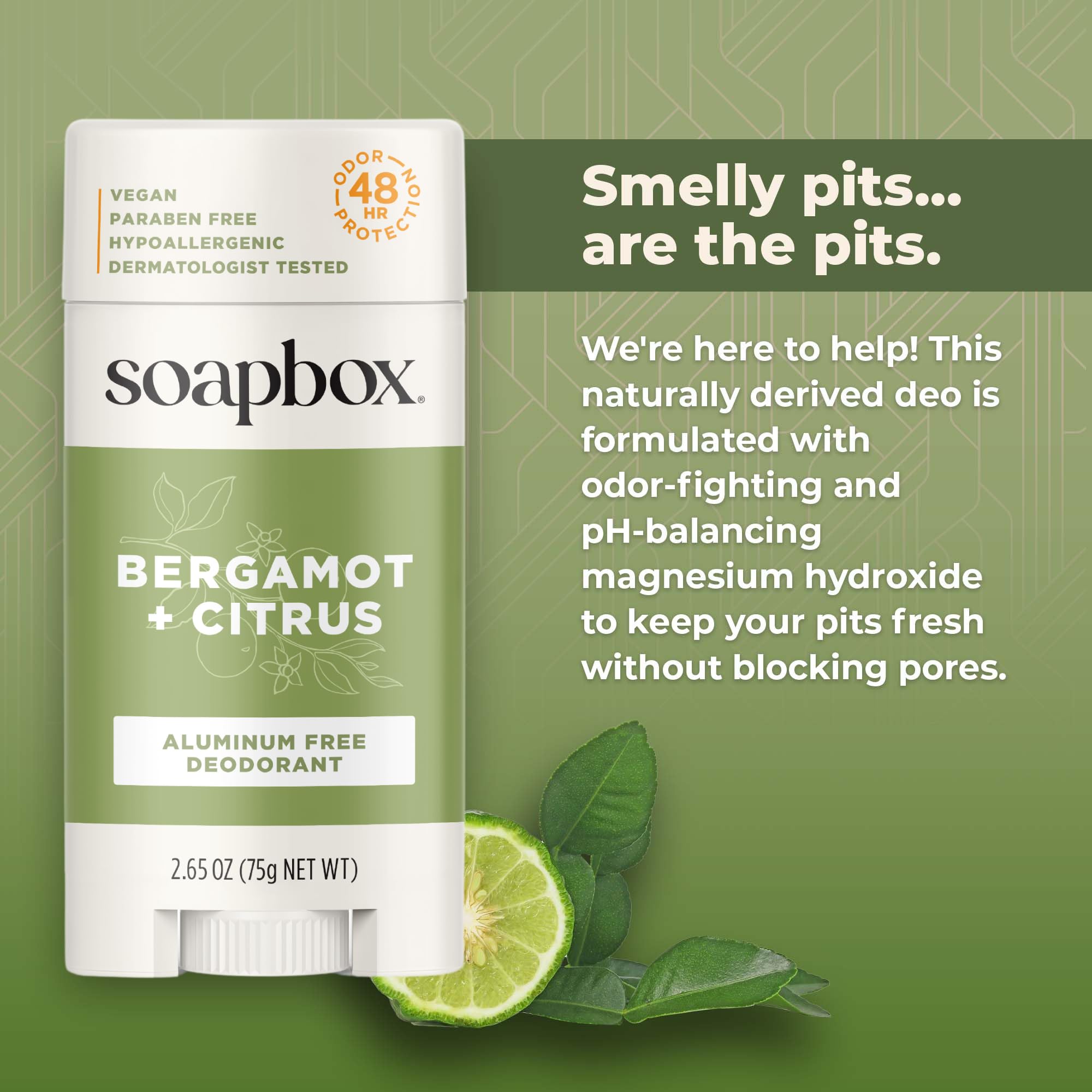 Soapbox Aluminum Free Deodorant 2-Pack – Bergamot & Citrus + Coconut & Vanilla | Natural, Aluminum-Free