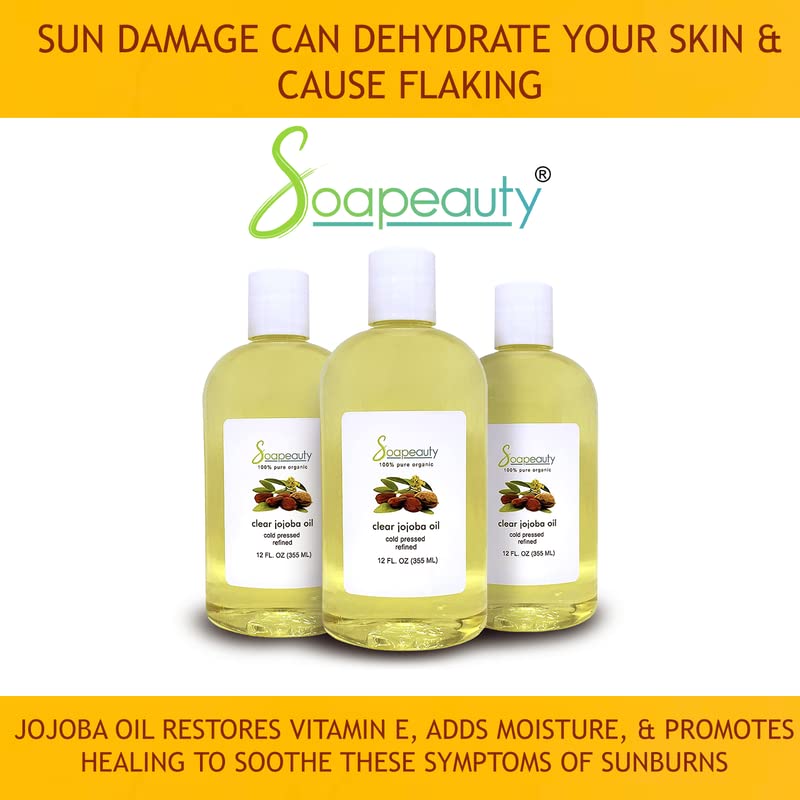 Soapeauty Clear Jojoba Oil – 100% Pure & Natural, Refined, Cold-Pressed, Hexane-Free | 12 fl oz