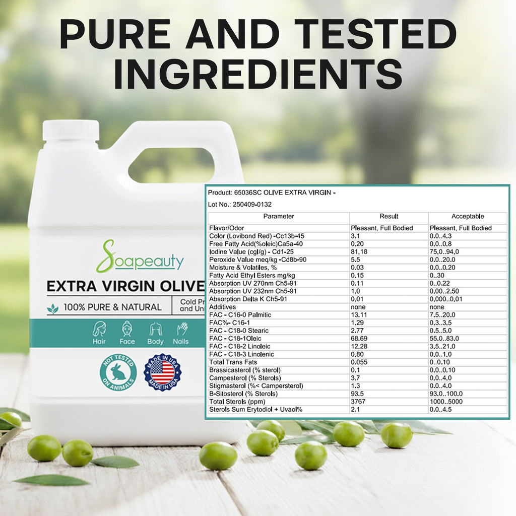 Soapeauty Extra Virgin Olive Oil – 32 oz Pure, Unrefined Carrier Oil for Skin, Hair & Soap Making