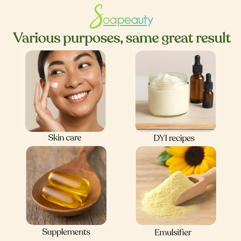 Soapeauty Sunflower Lecithin Liquid Oil — Cold Pressed, Unrefined, USP Grade (4 fl oz)