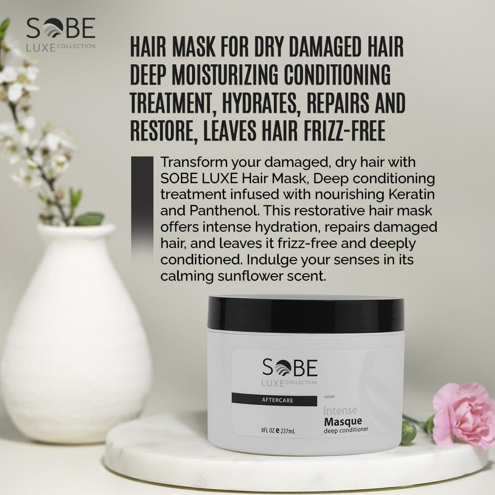 SOBE LUXE Hair Mask 8oz – Deep Conditioning for Dry, Damaged Hair | Keratin & Panthenol