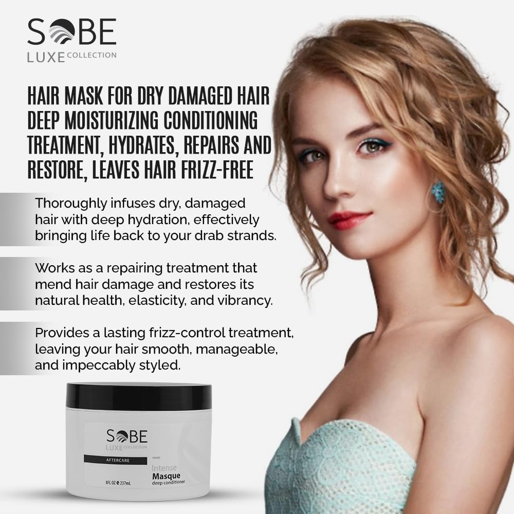 SOBE LUXE Hair Mask 8oz – Deep Conditioning for Dry, Damaged Hair | Keratin & Panthenol