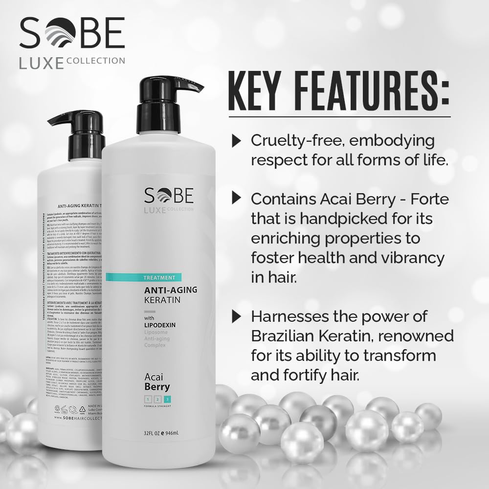 SOBE LUXE Brazilian Keratin Smoothing Treatment – 32 Oz, Forte, Sulfate-Free