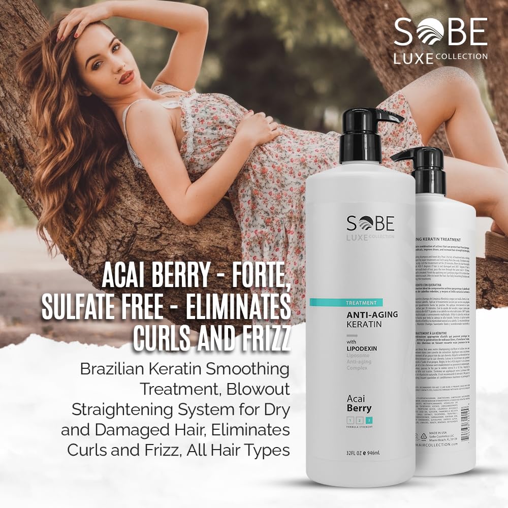 SOBE LUXE Brazilian Keratin Smoothing Treatment – 32 Oz, Forte, Sulfate-Free