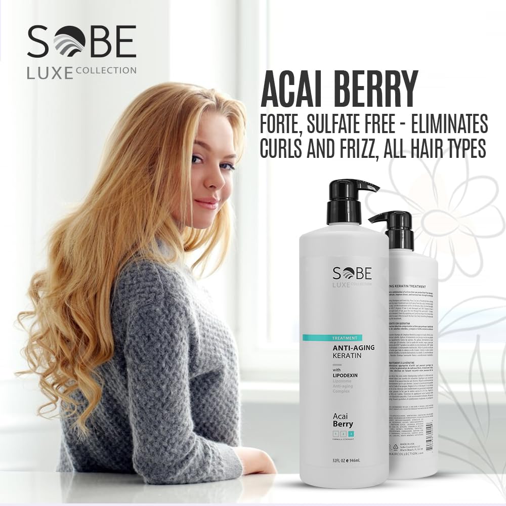 SOBE LUXE Brazilian Keratin Smoothing Treatment – 32 Oz, Forte, Sulfate-Free