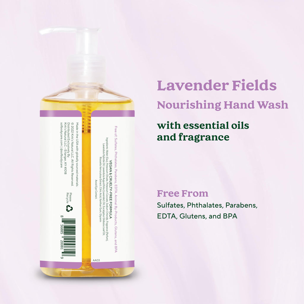 South Of France SoF Nourishing Hand Wash – Lavender Fields with Sea Algae, Coconut & Olive Oil – Vegan, Non-GMO, 3×8 oz
