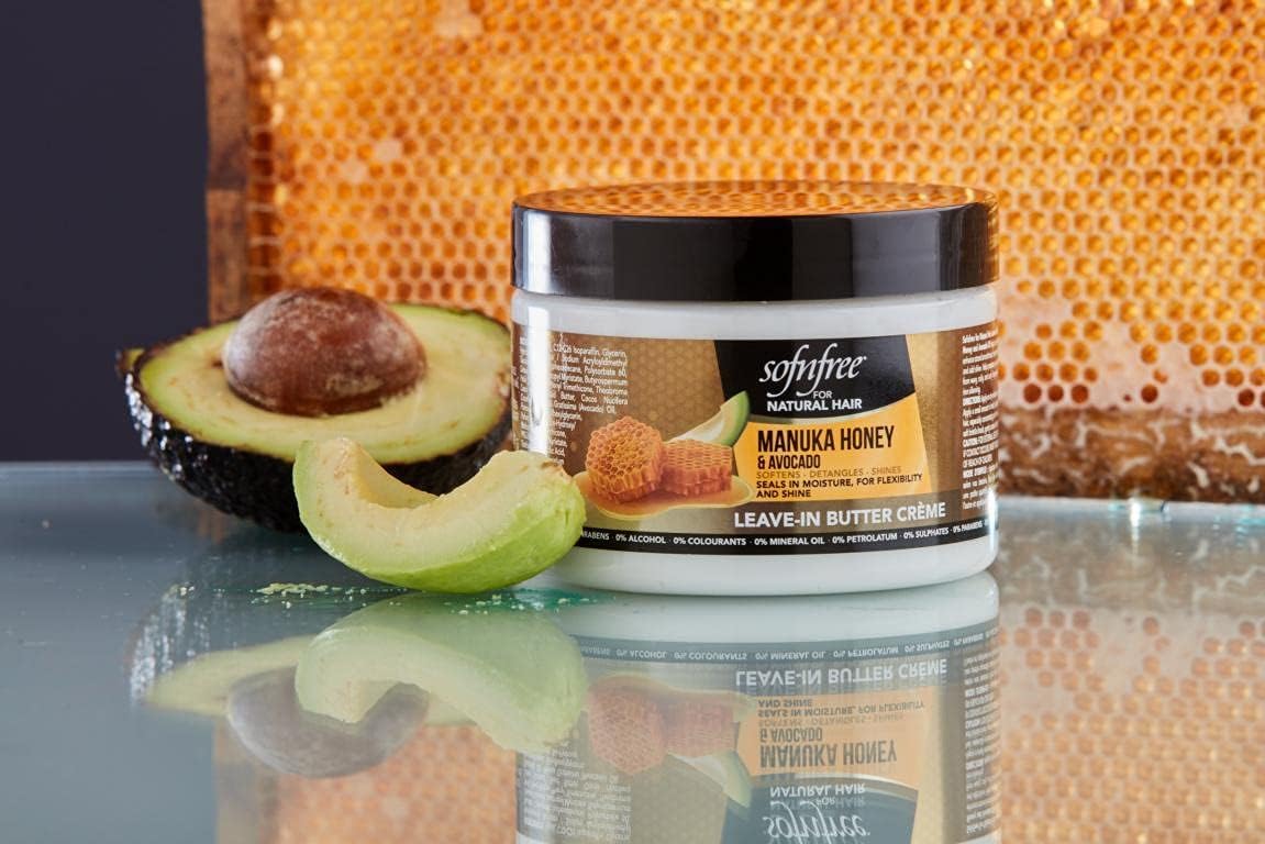 SOF N' FREE Leave-In Conditioner with Manuka Honey & Avocado – Natural Curl Moisturizer (11-fl-oz) Pack of 3