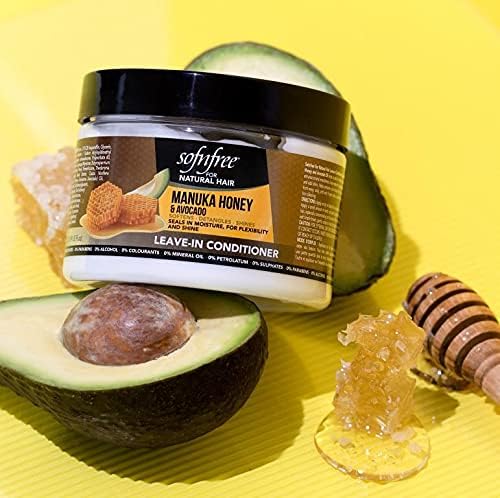 SOF N' FREE Leave-In Conditioner with Manuka Honey & Avocado – Natural Curl Moisturizer (11-fl-oz) Pack of 3