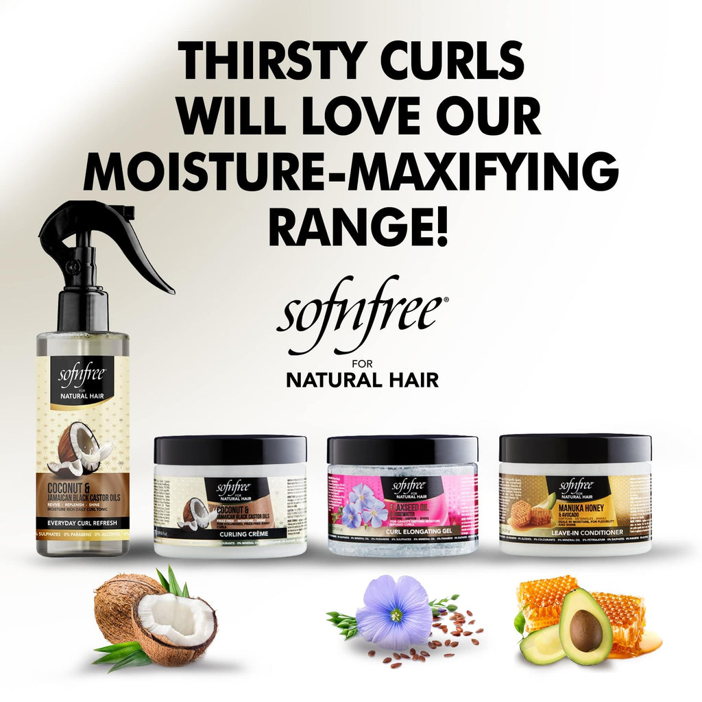 SOF N' FREE Leave-In Conditioner with Manuka Honey & Avocado – Natural Curl Moisturizer (11-fl-oz) Pack of 3