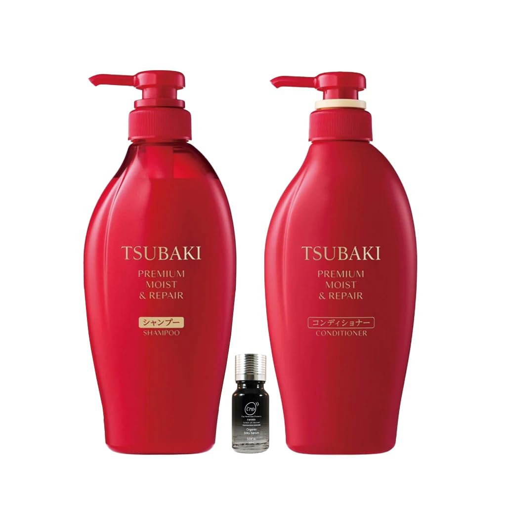 SOFIA BY ODE Hair Silky Serum Bundle with Tsubaki Moist Shampoo & Conditioner 10ml + 450ml + 450g