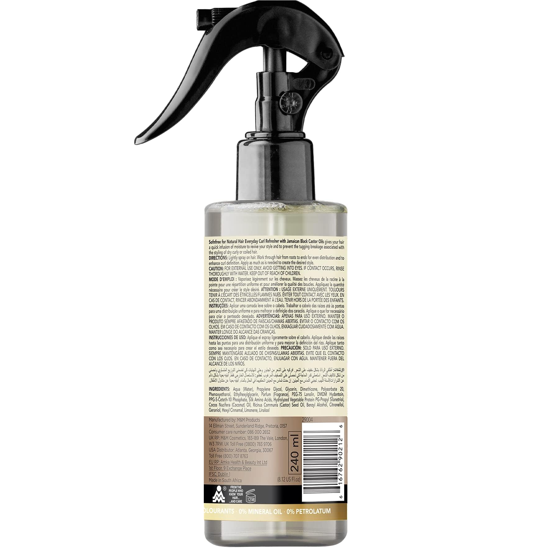 SOFNFREE Coconut & Jamaican Black Castor Oil Curl Refresher Spray – Everyday Moisture for Curly Hair (Pack of 3)