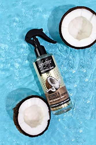 SOFNFREE Coconut & Jamaican Black Castor Oil Curl Refresher Spray – Everyday Moisture for Curly Hair (Pack of 3)
