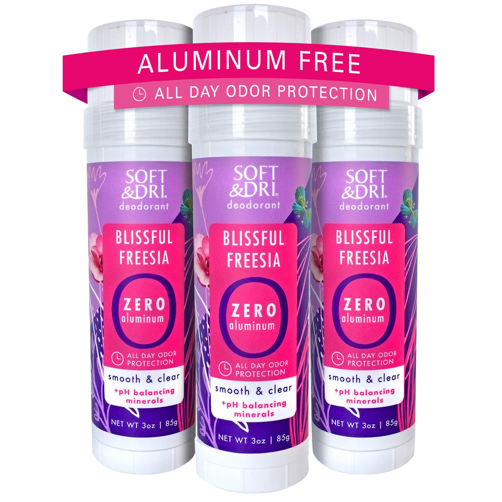 Soft & Dri Blissful Freesia Aluminum Free Deodorant | 3 oz, pH-Balancing Minerals | Pack of 3