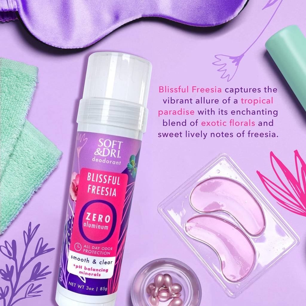Soft & Dri Blissful Freesia Aluminum Free Deodorant | 3 oz, pH-Balancing Minerals | Pack of 3